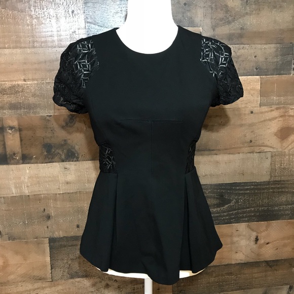 Rebecca Taylor Tops - Rebecca Taylor Black Peplum Top Size 4